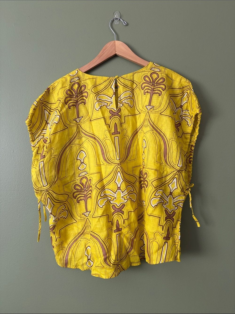 Banana Republic Oversized 100% Linen Cinch Sleeves Short Sleeve Top  Sz L - Picture 6 of 6